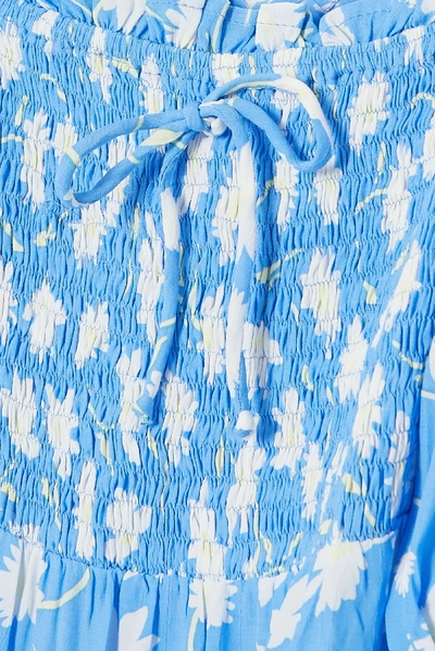 Shop Faithfull The Brand + Net Sustain Olinda Shirred Floral-print Crepe Midi Dress In Blue