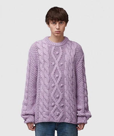 Shop Acne Studios Kilian Cable Knit In Lilac Melange