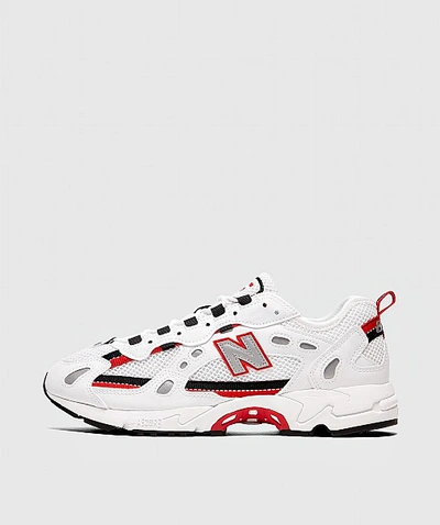 Shop New Balance Ml827 Sneaker In White/red/black
