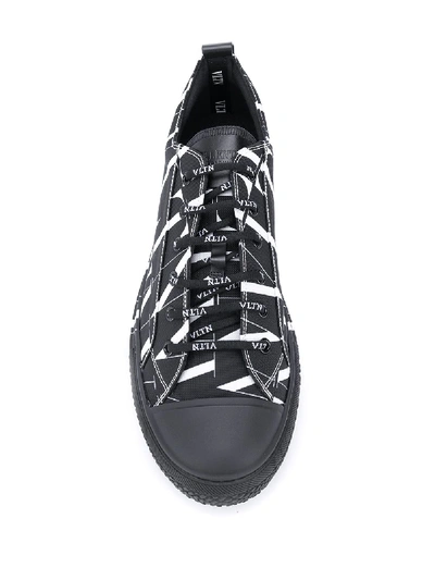 Shop Valentino Logo Embroidery Low Sneaker In Black
