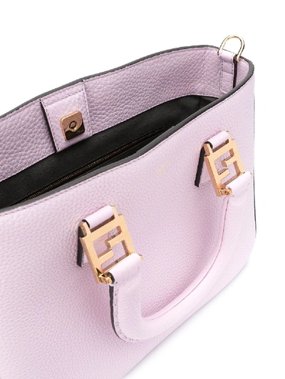 Shop Fendi Ff Small Leather Tote Bag In Pink