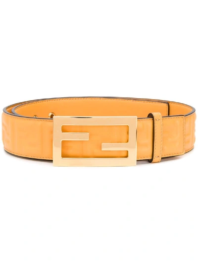 Shop Fendi Leather Belt In Beige