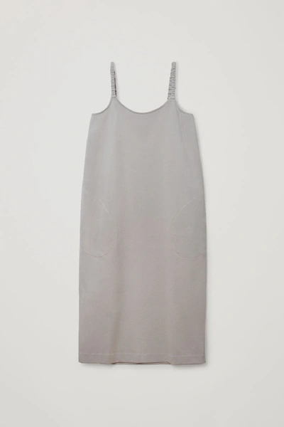 Shop Cos Cotton Rounded Hem Slip Dress In Brown