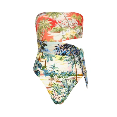 Shop Zimmermann Juliette Spliced Printed Cut-out Swimsuit In Multicoloured