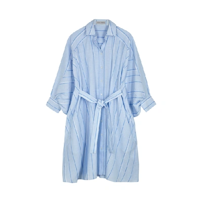Shop Palmer Harding Poet Striped Cotton-blend Shirt Dress In Blue