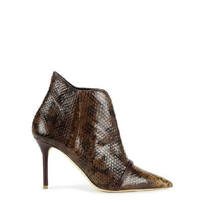 Shop Malone Souliers Cora 85 Python Ankle Boots In Brown