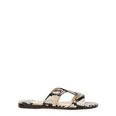 Shop Jimmy Choo Atia Python-effect Leather Sliders In Natural