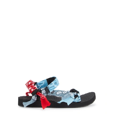 Shop Arizona Love Trekky Bandana-trimmed Sandals In Light Blue
