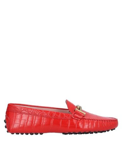 Shop Tod's Woman Loafers Red Size 5.5 Soft Leather