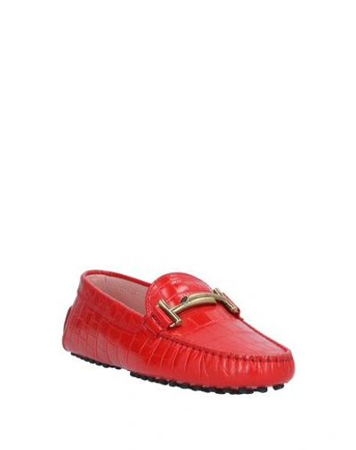 Shop Tod's Woman Loafers Red Size 5.5 Soft Leather
