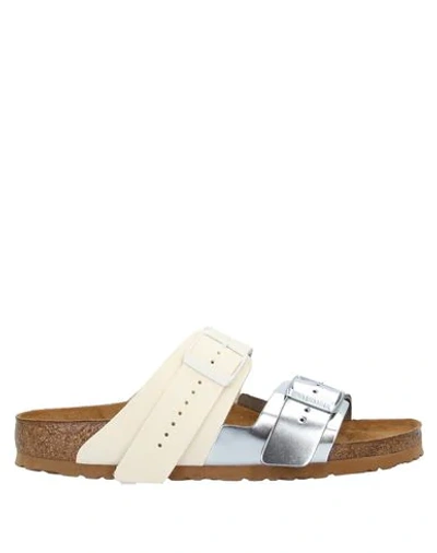 Shop Rick Owens X Birkenstock Man Sandals Ivory Size 9 Soft Leather In White