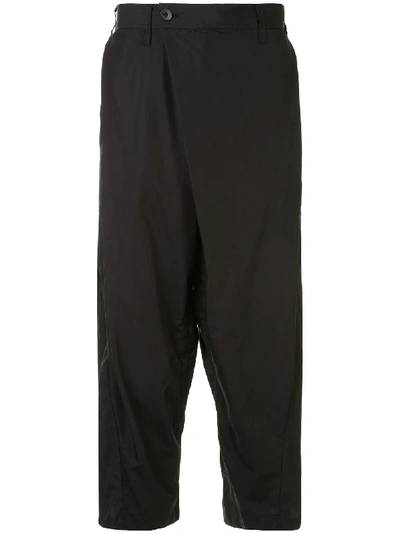Shop Julius Tuck Front Cropped Trousers In Black