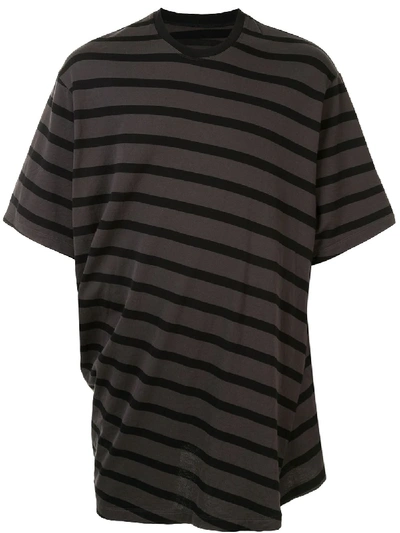 Shop Julius Oversized Twist Stripe T-shirt In Brown