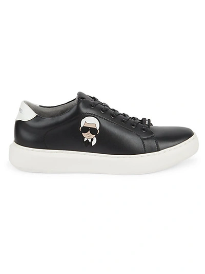 Shop Karl Lagerfeld Leather Low-top Sneakers In Black
