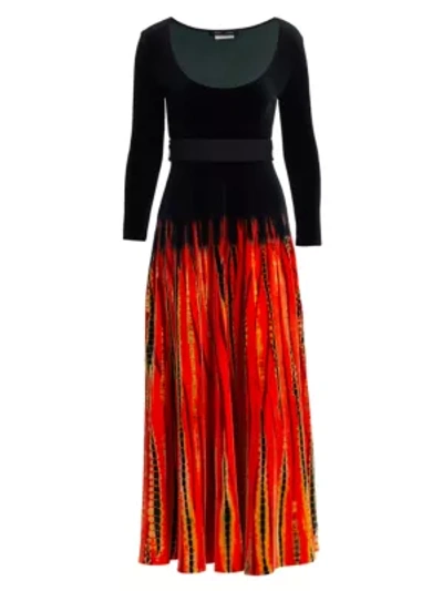 Shop Proenza Schouler Tie-dye Velvet Maxi Dress In Poppy Navy