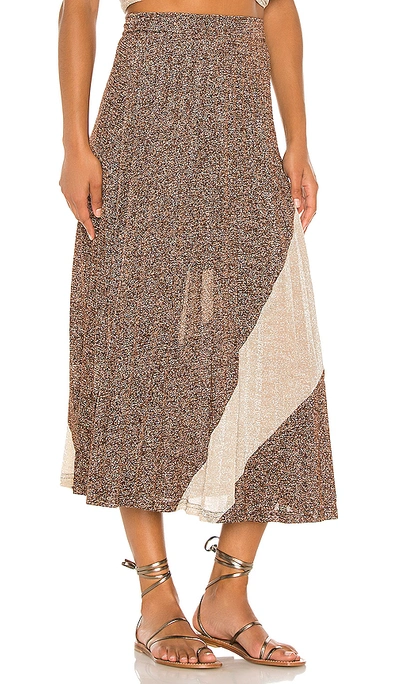 Shop Suboo Tyra Pleat Panelled Skirt In Copper Silver