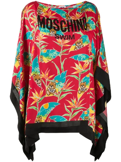 Shop Moschino Teddy-bear Beach Cover-up In Red