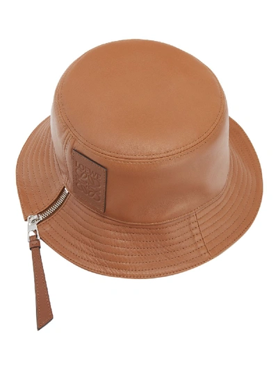 Shop Loewe Leather Bucket Hat Tan