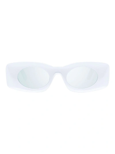 Shop Loewe X Paula's Ibiza White Smoke Mirror Rectangular Sunglasses