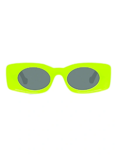 Shop Loewe Fluorescent Yellow Rectangular Sunglasses
