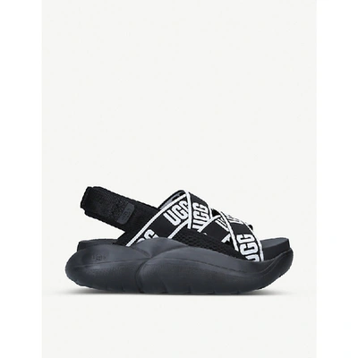 Shop Ugg La Cloud Logo-print Woven Sandals In Black