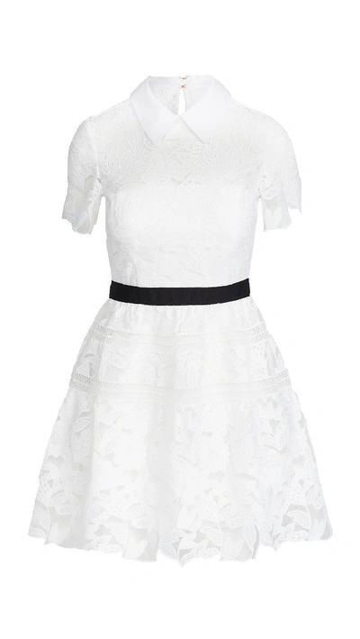 White Leaf Guipure Mini Dress
