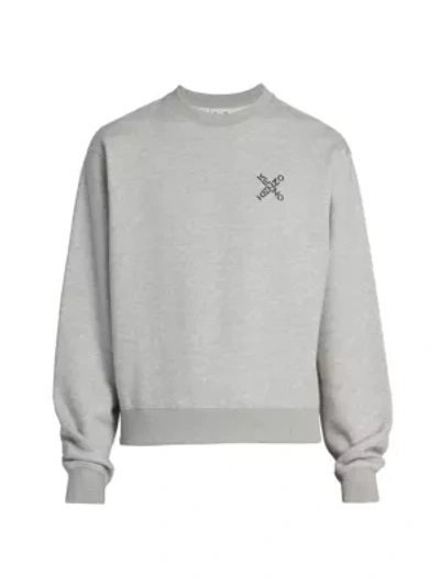 Shop Kenzo Logo Sport Crewneck In Pearl Grey