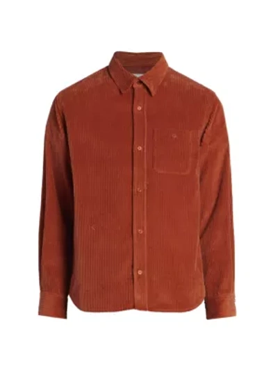 Shop Kenzo Men's Button-front Casual Shirt In Suede Rust