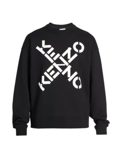 Shop Kenzo Logo Sports Crewneck Sweatshirt In Black