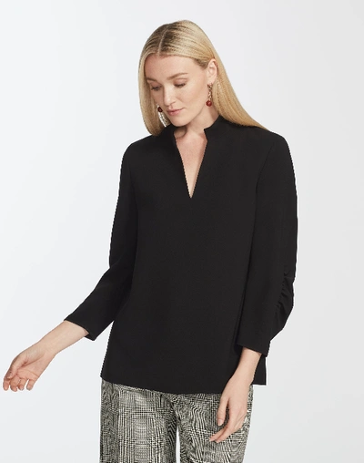 Shop Lafayette 148 Petite Finesse Crepe Loretta Blouse In Black