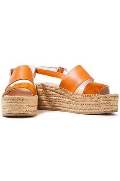 Shop Rag & Bone Edie Leather And Suede Espadrille Wedge Sandals In Camel
