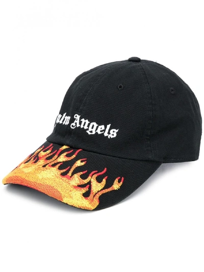 Shop Palm Angels Burning Cap In Black