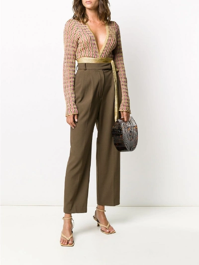 Shop M Missoni Cropped Cardigan In Gold