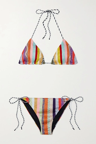 Shop Missoni Mare Riga Striped Lurex Triangle Bikini