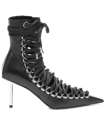 Shop Balenciaga Corset 80 Leather Ankle Boots In Black