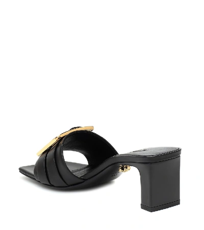 Shop Versace Greek Leather Sandals In Black
