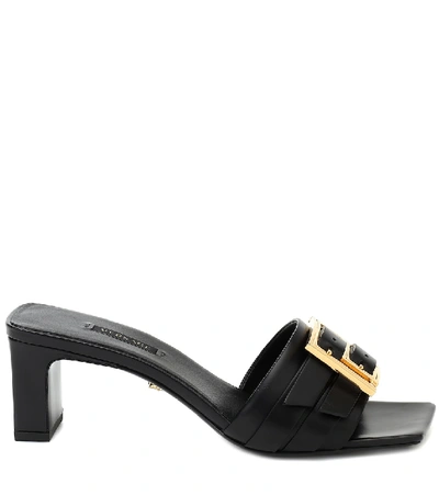 Shop Versace Greek Leather Sandals In Black