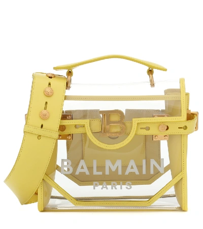 Shop Balmain B-buzz 30 Pvc Shoulder Bag In Yellow