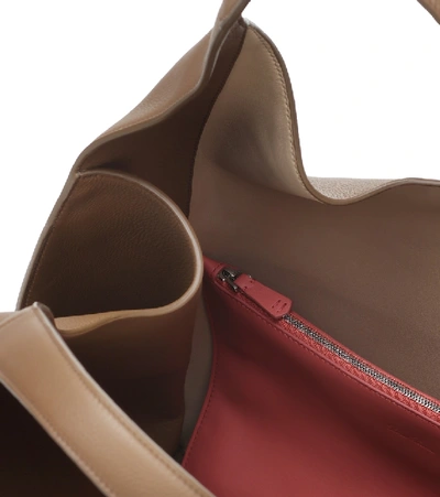 Shop Loro Piana Leather Shoulder Bag In Brown