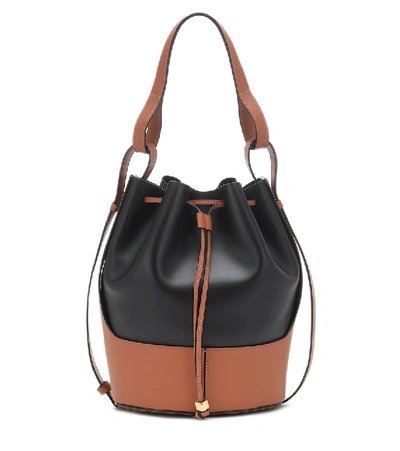 Shop Loewe Balloon Medium Leather Shoulder Bag In Black