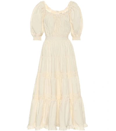 Shop Ulla Johnson Colette Cotton Midi Dress In White