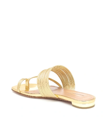 Shop Aquazzura Sunny Metallic Leather Sandals In Gold