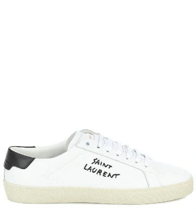 Saint Laurent Court Classic Logo-embroidered Leather Sneakers In White