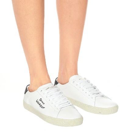 Saint Laurent Court Classic Logo-embroidered Leather Sneakers In White