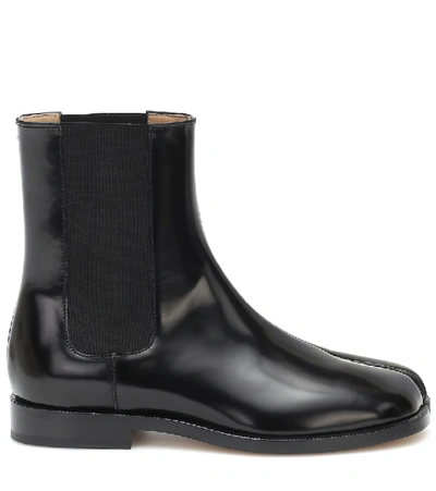 Shop Maison Margiela Tabi Leather Chelsea Boots In Black