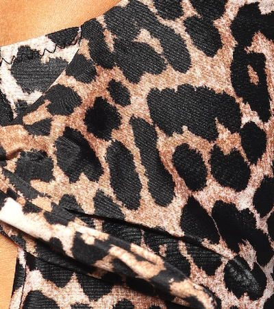 Shop Ganni Leopard-print Swimsuit In Brown