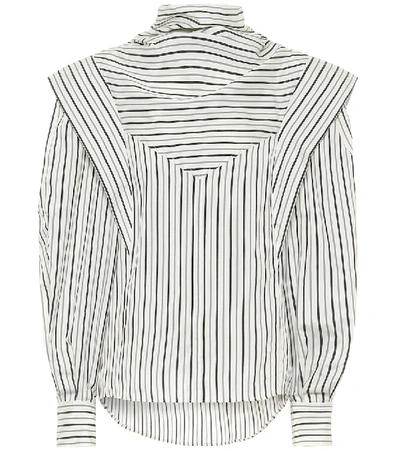 Shop Isabel Marant Bianca Striped Silk-twill Blouse In Beige