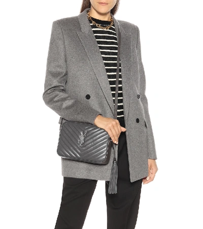 Shop Saint Laurent Lou Camera Leather Crossbody Bag In Grey