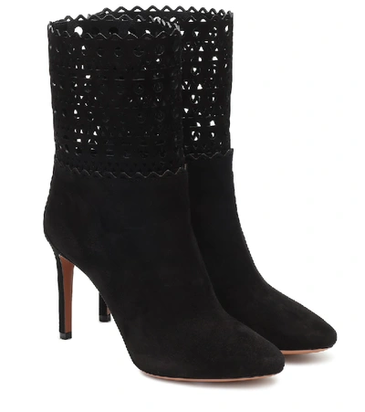 Shop Alaïa Suede Ankle Boots In Black