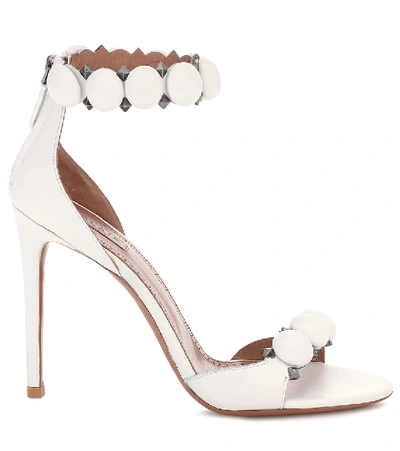 Shop Alaïa Bombe Leather Sandals In White